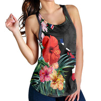 Hawaiian Map Hawaii Flag Hibiscus Polynesian Racerback Tank AH - Polynesian Pride