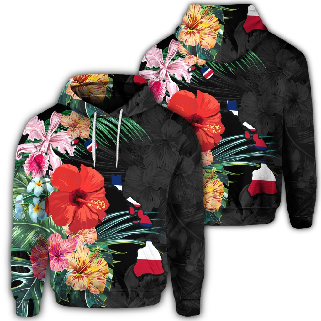 Hawaiian Map Hawaiian Flag Hibiscus Polynesian Hoodie Unisex Art - Polynesian Pride