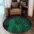 Hawaiian Map Heart Hula Girl Hibiscus Green Polynesian Round Carpet - AH - Polynesian Pride