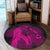 Hawaiian Map Heart Hula Girl Hibiscus Pink Polynesian Round Carpet - AH - Polynesian Pride