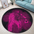 Hawaiian Map Heart Hula Girl Hibiscus Pink Polynesian Round Carpet - AH - Polynesian Pride