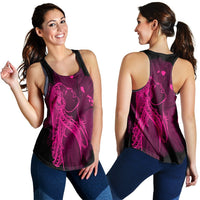 Hawaiian Map Heart Hula Girl Hibiscus Pink Polynesian Racerback Tank - AH Black - Polynesian Pride