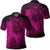 Hawaiian Map Heart Hula Girl Hibiscus Pink Polynesian Polo Shirt Unisex Black - Polynesian Pride