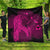 Hawaiian Map Heart Hula Girl Hibiscus Pink Polynesian Premium Quilts - AH Black - Polynesian Pride