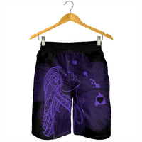 Hawaiian Map Heart Hula Girl Hibiscus Purple Polynesian Men's Shorts - AH - Polynesian Pride