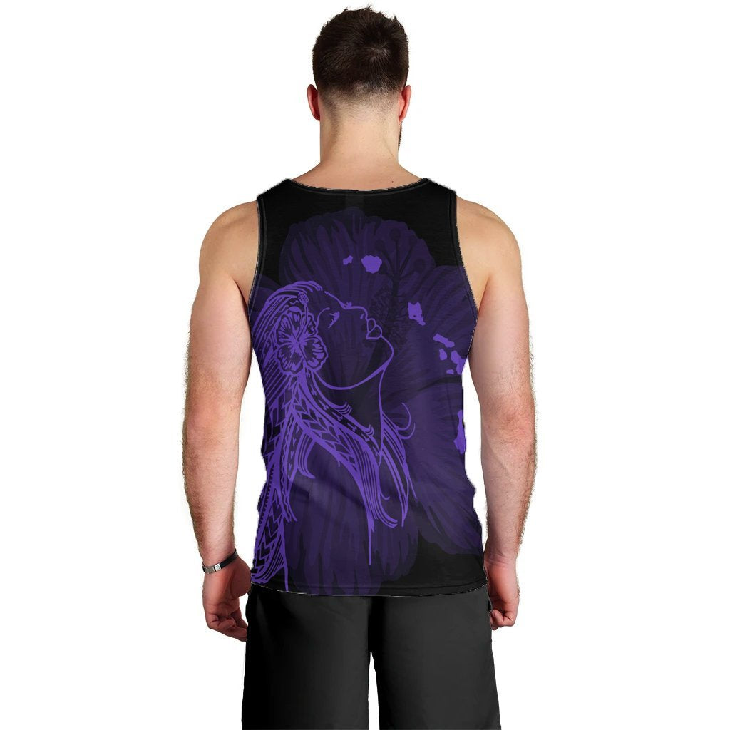 Hawaiian Map Heart Hula Girl Hibiscus Purple Polynesian Tank Top - AH - Polynesian Pride