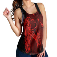 Hawaiian Map Heart Hula Girl Hibiscus Red Polynesian Racerback Tank - AH - Polynesian Pride