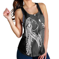 Hawaiian Map Heart Hula Girl Hibiscus White Polynesian Racerback Tank - AH - Polynesian Pride