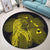 Hawaiian Map Heart Hula Girl Hibiscus Yellow Polynesian Round Carpet - AH - Polynesian Pride