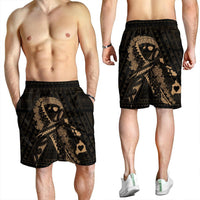 Hawaiian Map Heart Ribbon Cancer Hibiscus Gold Polynesian Men's Shorts - AH - Polynesian Pride