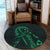 Hawaiian Map Heart Ribbon Cancer Hibiscus Green Polynesian Round Carpet - AH - Polynesian Pride