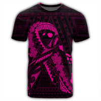 Hawaiian Map Heart Ribbon Cancer Hibiscus Pink Polynesian T Shirt - Polynesian Pride