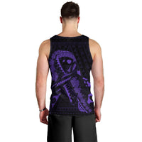 Hawaiian Map Heart Ribbon Cancer Hibiscus Purple Polynesian Tank Top - AH - Polynesian Pride