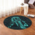 Hawaiian Map Heart Ribbon Cancer Hibiscus Turquoise Polynesian Round Carpet - AH - Polynesian Pride