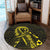 Hawaiian Map Heart Ribbon Cancer Hibiscus Yellow Polynesian Round Carpet - AH - Polynesian Pride