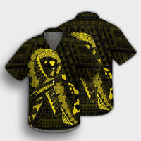 Hawaiian Map Heart Ribbon Cancer Hibiscus Yellow Polynesian Hawaiian Shirt - AH - Polynesian Pride