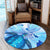 Hawaiian Map Hibiscus Flower Turtle Polynesian Round Carpet Blue - AH - Polynesian Pride