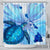 Hawaiian Map Hibiscus Flower Turtle Polynesian Shower Curtain Blue - AH 177 x 172 (cm) Black - Polynesian Pride