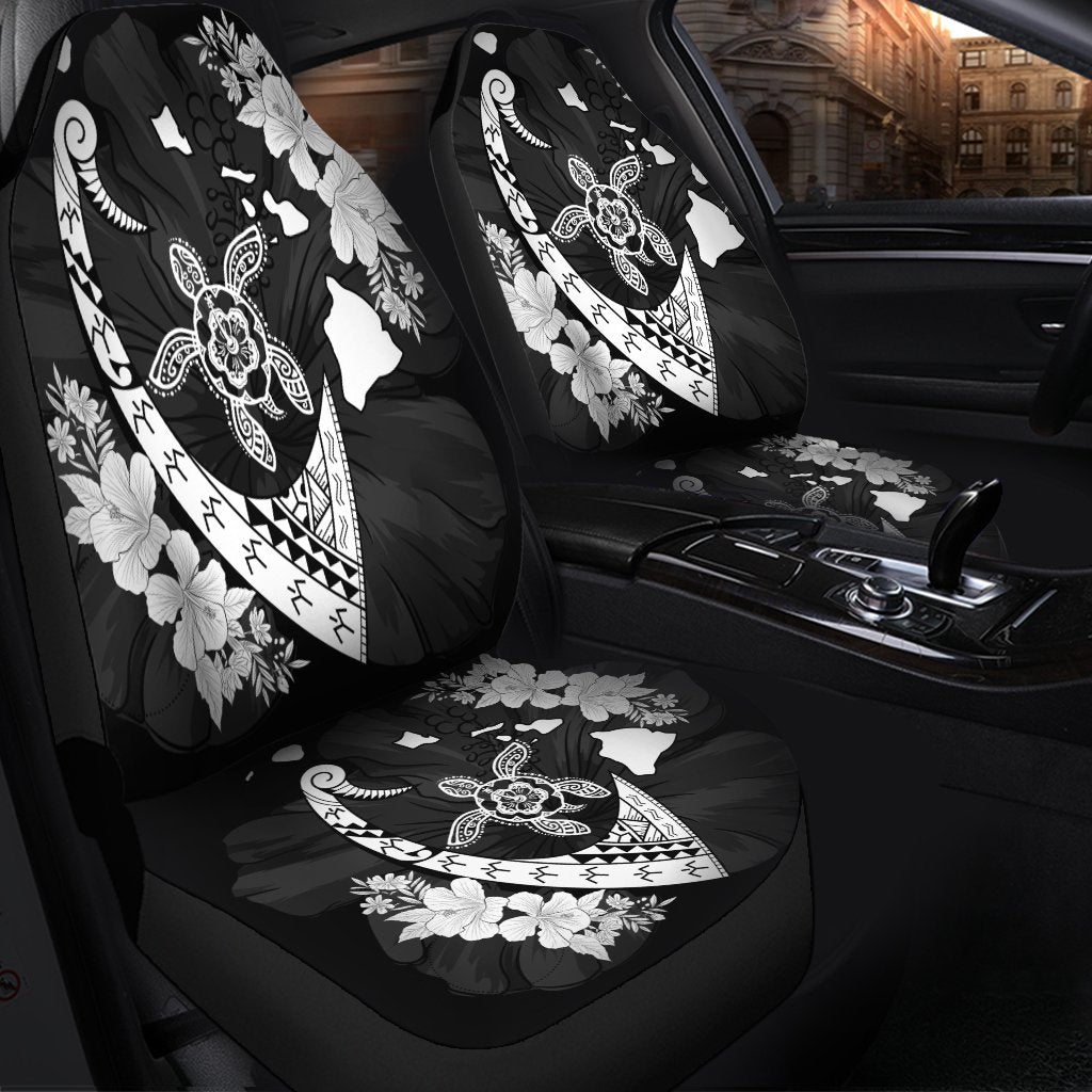 Hawaiian Map Hibiscus Turtle Fish Hook Polynesian Car Seat Covers - AH - Polynesian Pride