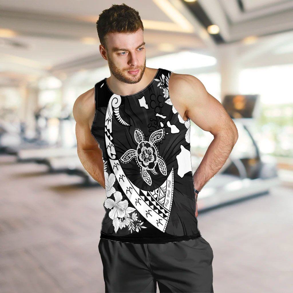 Hawaiian Map Hibiscus Turtle Fish Hook Polynesian Tank Top - AH - Polynesian Pride