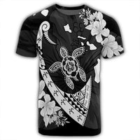 Hawaiian Map Hibiscus Turtle Fish Hook Polynesian T Shirt - Polynesian Pride