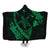 Hawaiian Map Hibiscus Turtle Fish Hook Polynesian Hooded Blanket Green - AH Hooded Blanket White - Polynesian Pride