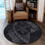 Hawaiian Map Hibiscus Turtle Fish Hook Polynesian Round Carpet Grey - AH - Polynesian Pride