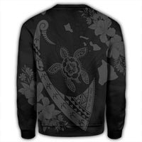 Hawaiian Map Hibiscus Turtle Fish Hook Polynesian Sweatshirt Grey - AH - Polynesian Pride