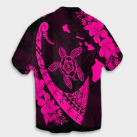 Hawaiian Map Hibiscus Turtle Fish Hook Polynesian Hawaiian Shirt Pink - AH - Polynesian Pride