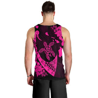 Hawaiian Map Hibiscus Turtle Fish Hook Polynesian Tank Top Pink - AH - Polynesian Pride