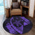 Hawaiian Map Hibiscus Turtle Fish Hook Polynesian Round Carpet Purple - AH - Polynesian Pride