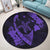 Hawaiian Map Hibiscus Turtle Fish Hook Polynesian Round Carpet Purple - AH - Polynesian Pride