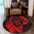 Hawaiian Map Hibiscus Turtle Fish Hook Polynesian Round Carpet Red - AH - Polynesian Pride