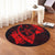 Hawaiian Map Hibiscus Turtle Fish Hook Polynesian Round Carpet Red - AH - Polynesian Pride