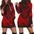 Hawaiian Map Hibiscus Turtle Fish Hook Polynesian Hoodie Dress Red - AH Black - Polynesian Pride