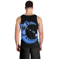 Hawaiian Map Hibiscus Turtle Polynesian Moon Tank Top Blue - AH - Polynesian Pride