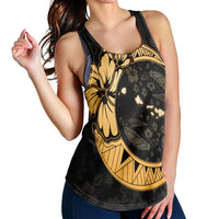 Hawaiian Map Hibiscus Turtle Polynesian Moon Racerback Tank Gold - AH - Polynesian Pride