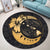 Hawaiian Map Hibiscus Turtle Polynesian Moon Round Carpet Gold - AH - Polynesian Pride