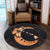 Hawaiian Map Hibiscus Turtle Polynesian Moon Round Carpet Orange - AH - Polynesian Pride