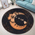 Hawaiian Map Hibiscus Turtle Polynesian Moon Round Carpet Orange - AH - Polynesian Pride