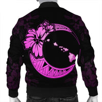 Hawaiian Map Hibiscus Turtle Polynesian Moon Bomber Jacket Pink - AH - Polynesian Pride