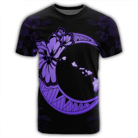 Hawaiian Map Hibiscus Turtle Polynesian Moon T Shirt Purple - Polynesian Pride