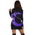 Hawaiian Map Hibiscus Turtle Polynesian Moon Hoodie Dress Purple - AH - Polynesian Pride