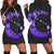 Hawaiian Map Hibiscus Turtle Polynesian Moon Hoodie Dress Purple - AH Black - Polynesian Pride