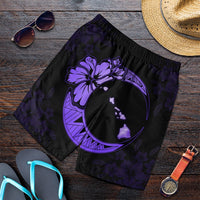 Hawaiian Map Hibiscus Turtle Polynesian Moon Men's Shorts Purple - AH Art - Polynesian Pride