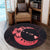 Hawaiian Map Hibiscus Turtle Polynesian Moon Round Carpet Red - AH - Polynesian Pride