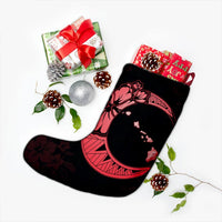 Hawaiian Map Hibiscus Turtle Polynesian Moon Christmas Stocking Red - AH - Polynesian Pride