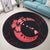 Hawaiian Map Hibiscus Turtle Polynesian Moon Round Carpet Red - AH - Polynesian Pride