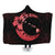 Hawaiian Map Hibiscus Turtle Polynesian Moon Hooded Blanket Red - AH Hooded Blanket White - Polynesian Pride