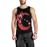 Hawaiian Map Hibiscus Turtle Polynesian Moon Tank Top Red - AH Black - Polynesian Pride